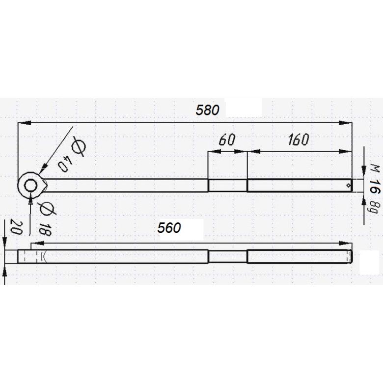 Тяга противаги L560мм d16мм (КМЗ) SUN